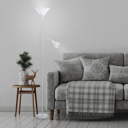 Rabalux - Lampadaire 1xE27/100W+E14/25W blanc