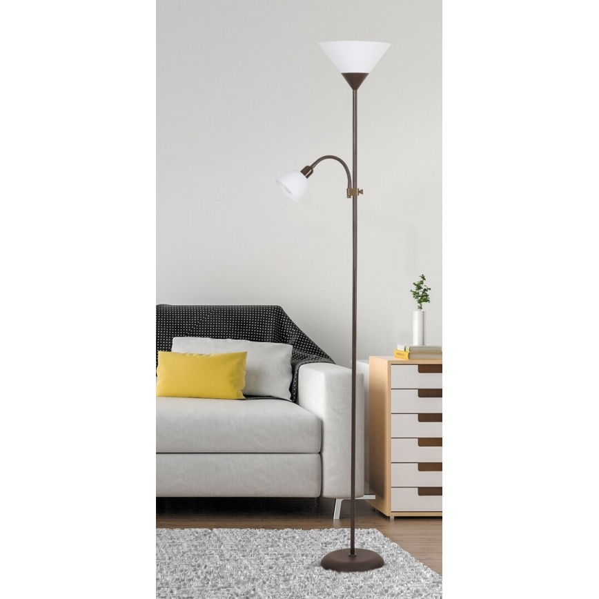 Rabalux - Lampadaire 1xE27/100W+1xE14/25W/230V marron/blanc