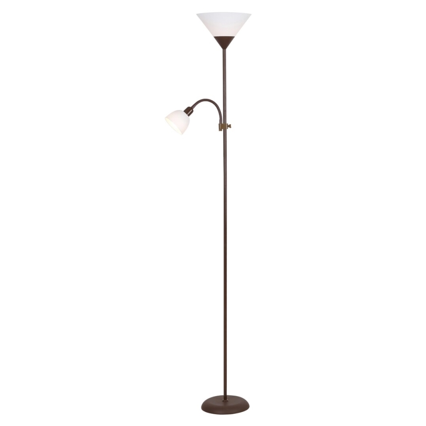 Rabalux - Lampadaire 1xE27/100W+1xE14/25W/230V marron/blanc