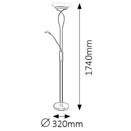 Rabalux - Lampadaire 2xE27/15W+1xG9/40W/230V noir