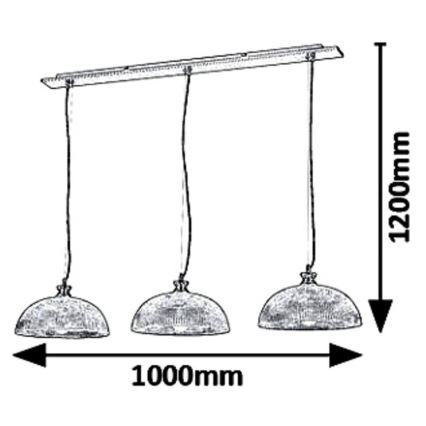 Rabalux 5460 - Suspension avec fil PETRINA 3xE27/40W/230V