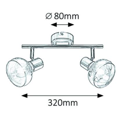 Rabalux 5556 - Spot HOLLY 2xE14/40W/230V Chrome brillant