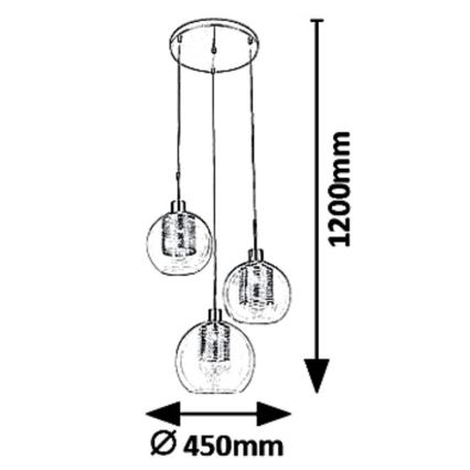 Rabalux 6496 - Suspension avec fil PHILANA 3xE14/40W/230V