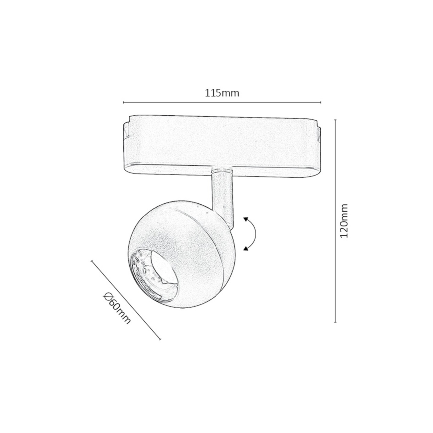 Rabalux - Spot à intensité variable pour système de rail monophasé LED/5W/24V 2700-5500K Wi-Fi Tuya noir