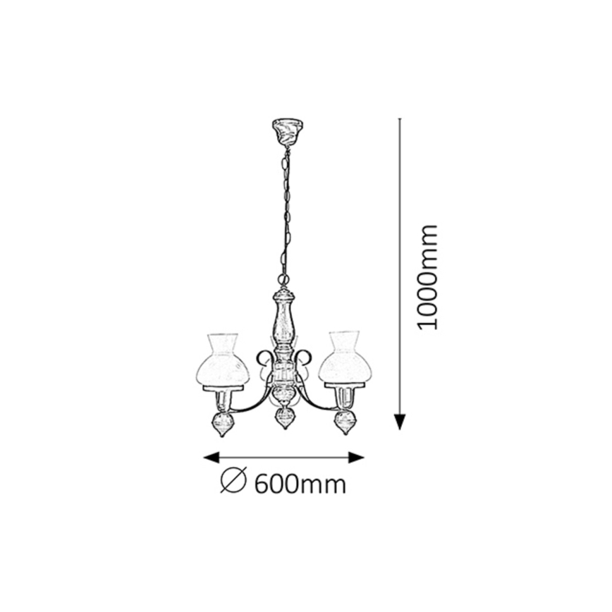 Rabalux - Suspension chaîne 3xE27/60W/230V noyer