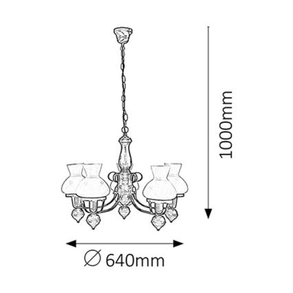 Rabalux - Suspension chaîne 5xE27/60W/230V noyer