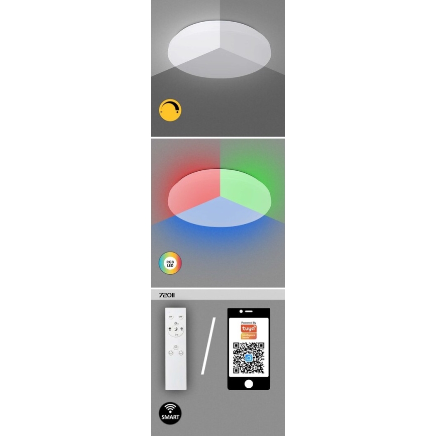 Rabalux - Plafonnier à intensité variable RGB LED/24W/230V Wi-Fi Tuya 3000-6500K 31 cm