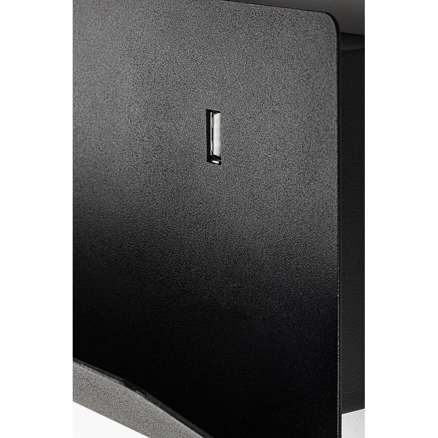 Rabalux - Applique murale avec étagère et USB port 1xGU10/25W/230V noir
