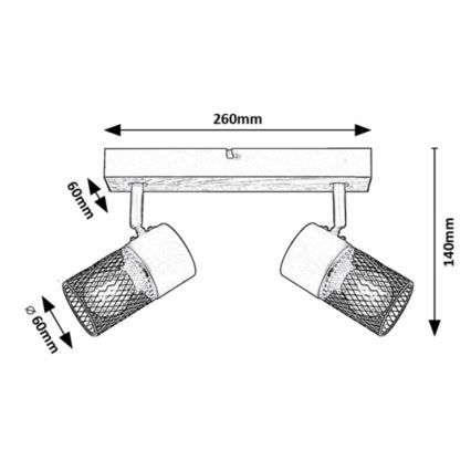 Rabalux - Spot 2xE14/40W/230V chêne