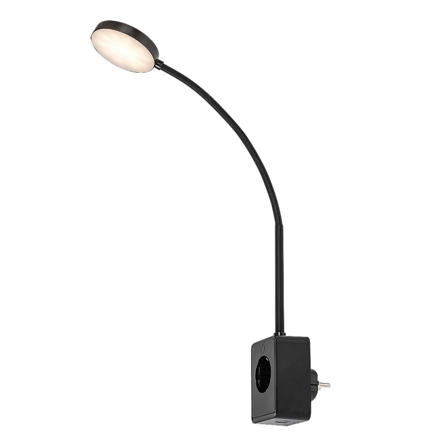 Rabalux - Applique murale LED dimmable LED/4W/230V avec port USB pour prise 3000/4000/6000K noir