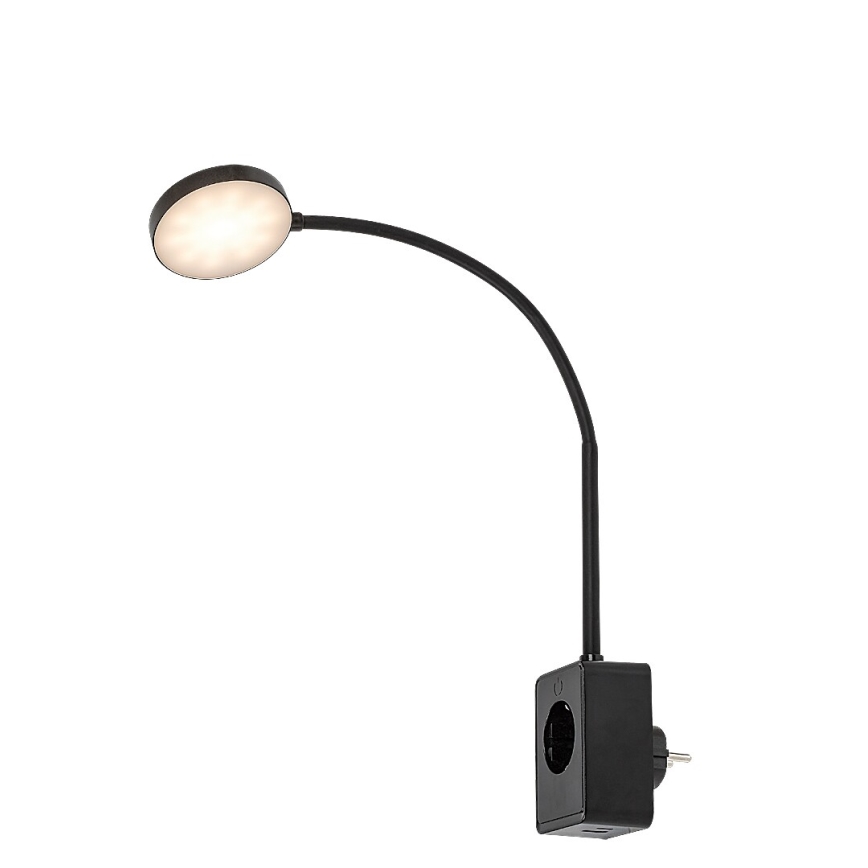 Rabalux - Applique murale LED dimmable LED/4W/230V avec port USB pour prise 3000/4000/6000K noir