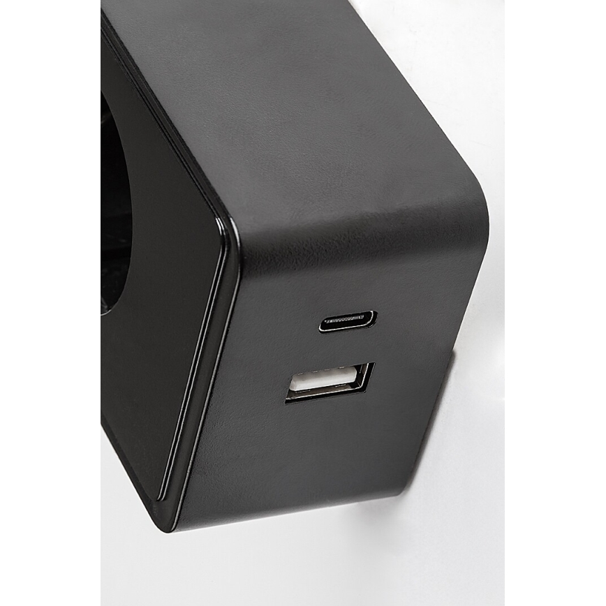 Rabalux - Applique murale LED dimmable LED/4W/230V avec port USB pour prise 3000/4000/6000K noir