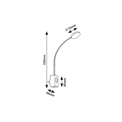 Rabalux - Applique murale LED dimmable LED/4W/230V avec port USB pour prise noire