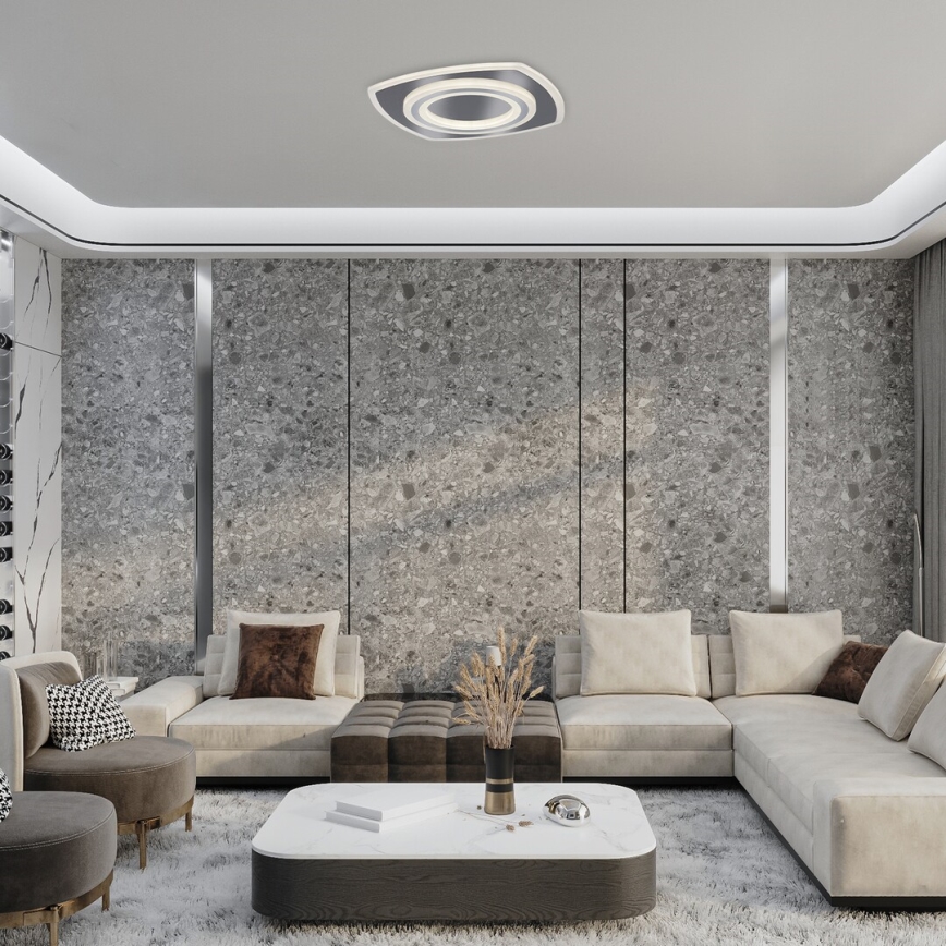 Rabalux - Plafonnier LED dimmable 60 W/230 V 3000/4000/6000 K, finition chrome mat + télécommande, 48x48 cm