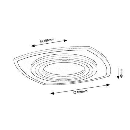 Rabalux - Plafonnier LED dimmable 60 W/230 V 3000/4000/6000 K, finition chrome mat + télécommande, 48x48 cm