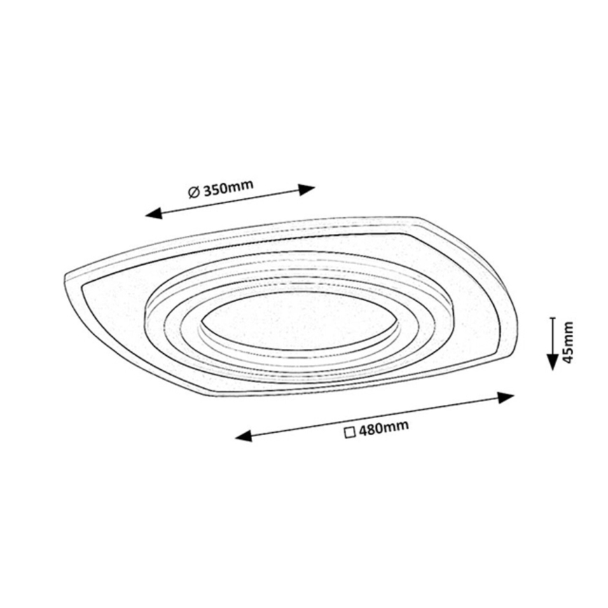 Rabalux - Plafonnier LED dimmable 60 W/230 V 3000/4000/6000 K, finition chrome mat + télécommande, 48x48 cm