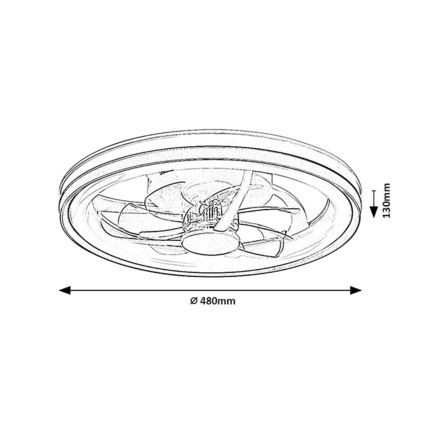 Rabalux - Plafonnier à intensité variable avec ventilateur LED/40W/230V 3000/4000/6000K Wi-Fi + Télécommande