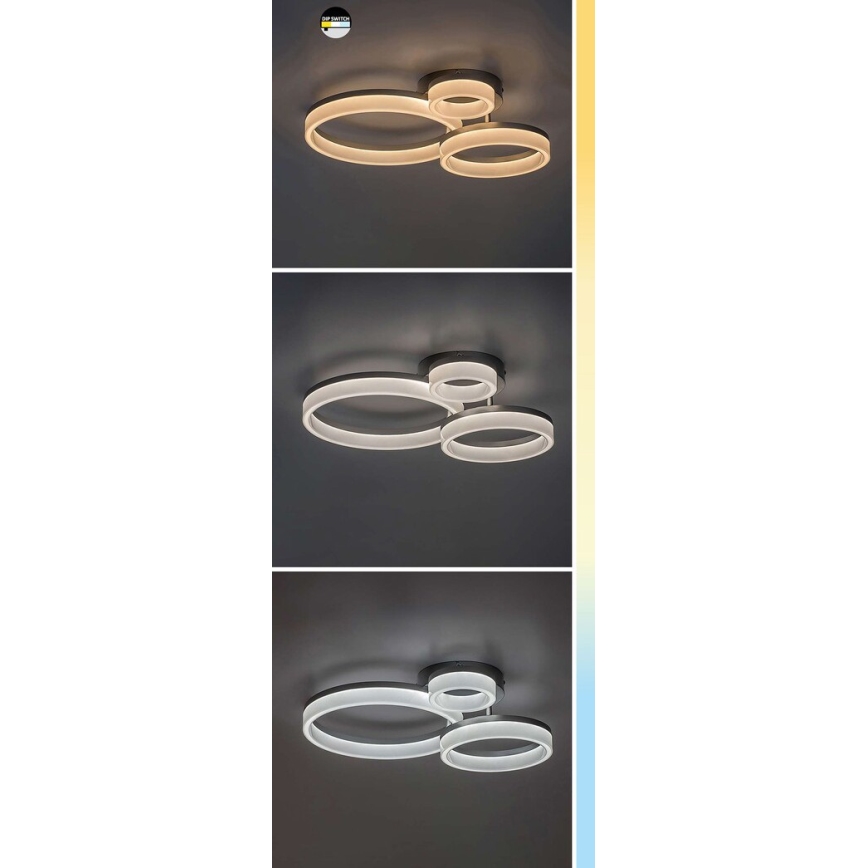 Rabalux - Plafonnier LED 24W 230V, 3000/4000/6500K, 38 x 51 cm, chrome mat