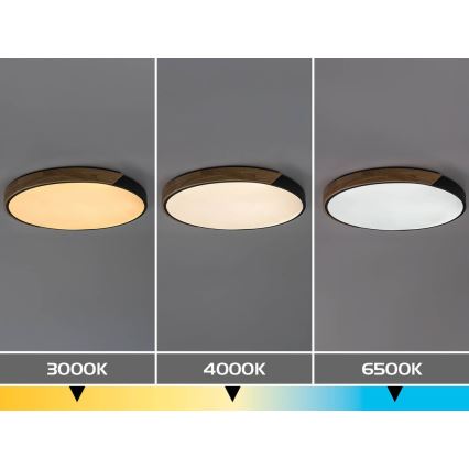 Rabalux - Plafonnier LED/42W/230V 3000/4000/6500K noir/chêne Ø 61 cm