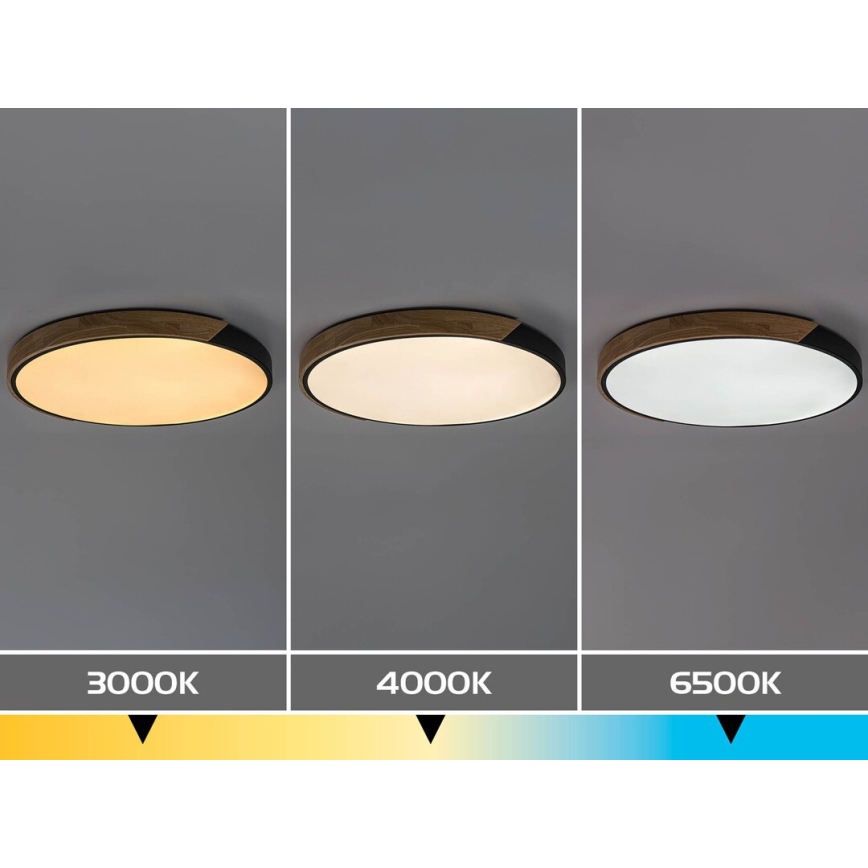 Rabalux - Plafonnier LED/42W/230V 3000/4000/6500K noir/chêne Ø 61 cm