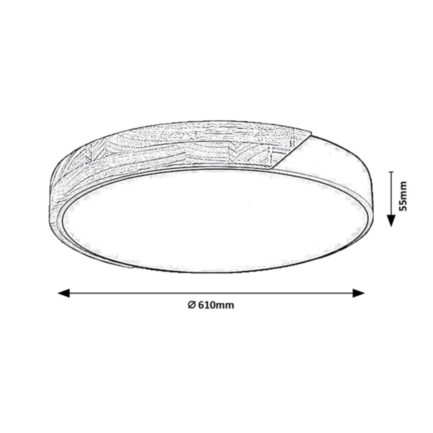 Rabalux - Plafonnier LED/42W/230V 3000/4000/6500K noir/chêne Ø 61 cm