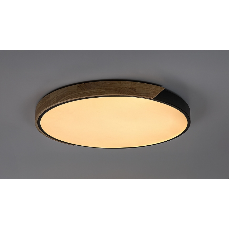 Rabalux - Plafonnier LED 42W, 230V, 3000/4000/6500K, noir/chêne, Ø 41 cm