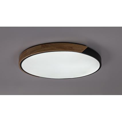 Rabalux - Plafonnier LED 42W, 230V, 3000/4000/6500K, noir/chêne, Ø 41 cm