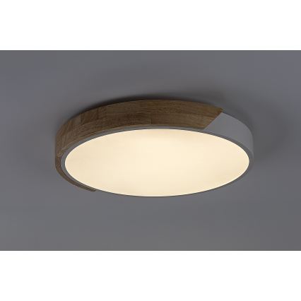Rabalux - Plafonnier LED 40 W, 230 V, 3000/4000/6500 K, blanc/chêne, Ø 61 cm