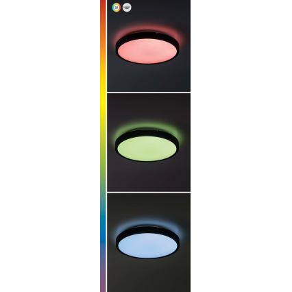 Rabalux - Plafonnier RGB à intensité variable salle de bain LED/36W/230V 3000-6000K Wi-Fi Tuya IP44 d. 42 cm noir + Télécommande
