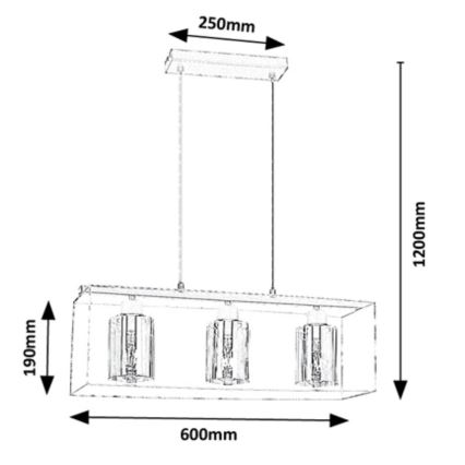 Rabalux - Suspension filaire 3xE27/25W/230V