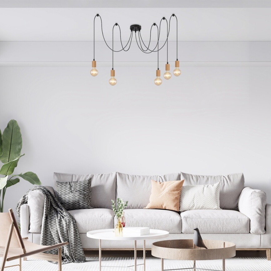 Rabalux - Suspension filaire 5xE27/60W/230V araignée hêtre