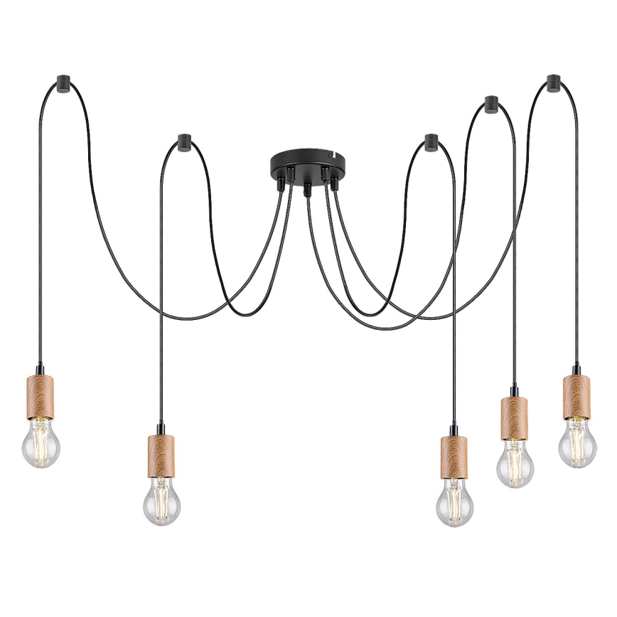 Rabalux - Suspension filaire 5xE27/60W/230V araignée hêtre