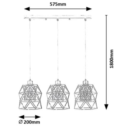 Rabalux - Suspension filaire 3xE27/40W/230V