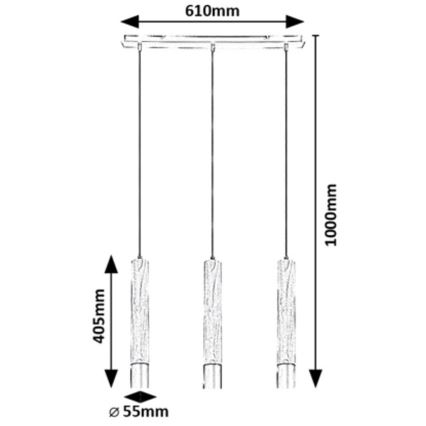 Rabalux - Suspension filaire 3xGU10/50W/230V hêtre