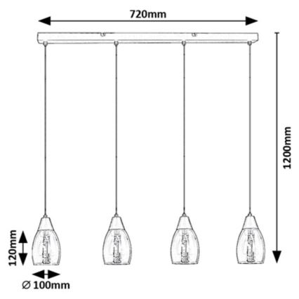 Rabalux - Suspension filaire 4xE27/15W/230V