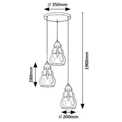 Rabalux - Suspension filaire 3xE27/40W/230V