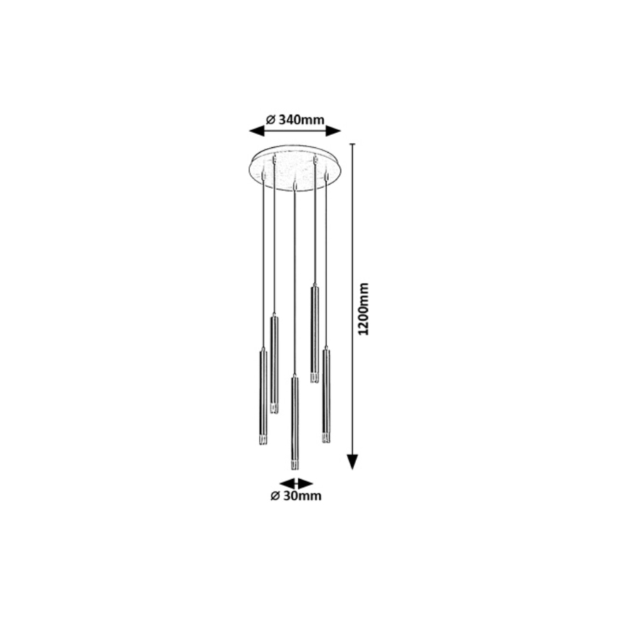Rabalux - Suspension filaire 5xG9/5W/230V noir