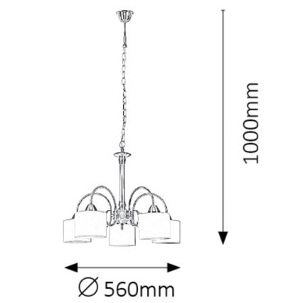 Rabalux 7276 - Lustre EDITH 5xE27/60W/230V bronze