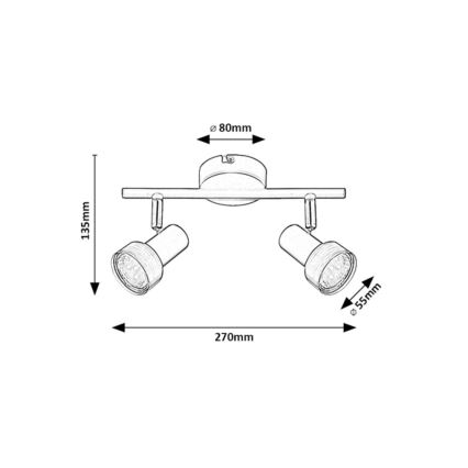 Rabalux - Spot de plafond 2xGU10/50W/230V