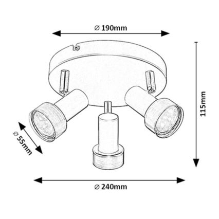 Rabalux - Spot de plafond 3xGU10/50W/230V