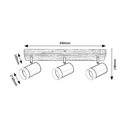 Rabalux - Spot de plafond 3xGU10/5W/230V chêne