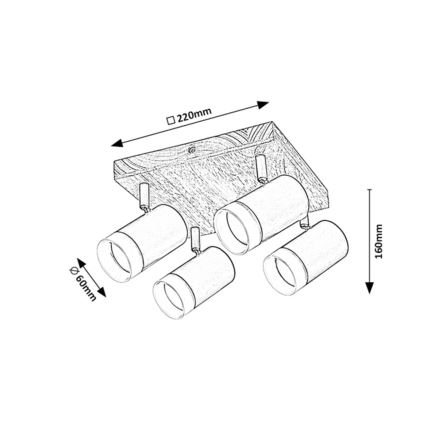 Rabalux - Spot de plafond 4xGU10/5W/230V chêne