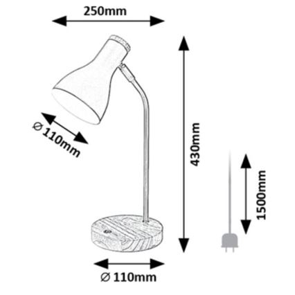 Rabalux - Lampe de table 1xE14/25W/230V hévéa