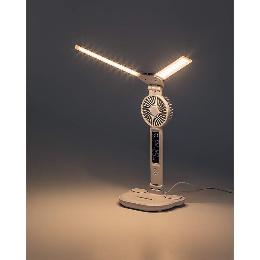 Rabalux - Lampe de bureau LED à intensité variable avec ventilateur et écran LED/7W/5V 3000/4000/6500K