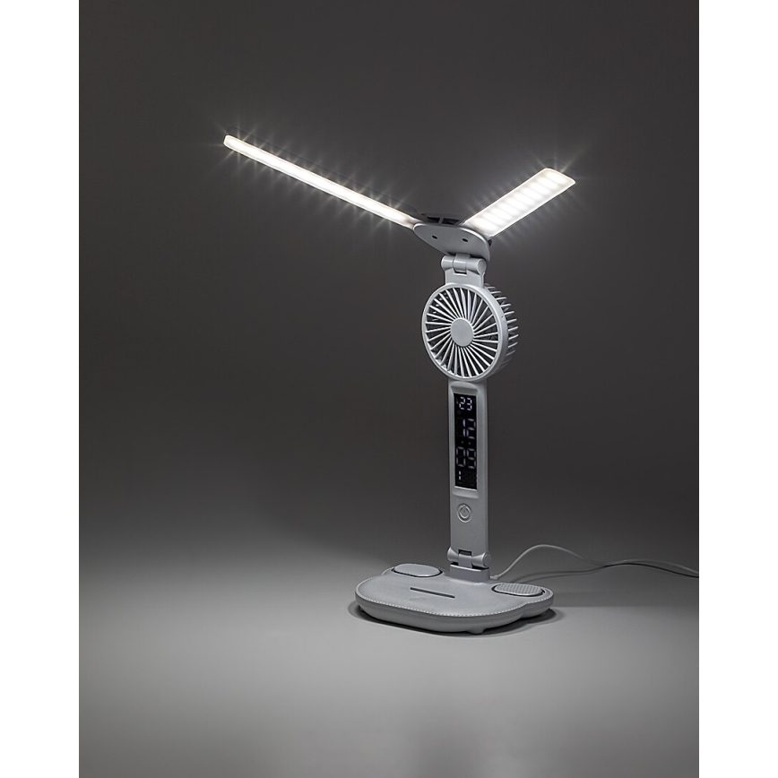 Rabalux - Lampe de bureau LED à intensité variable avec ventilateur et écran LED/7W/5V 3000/4000/6500K