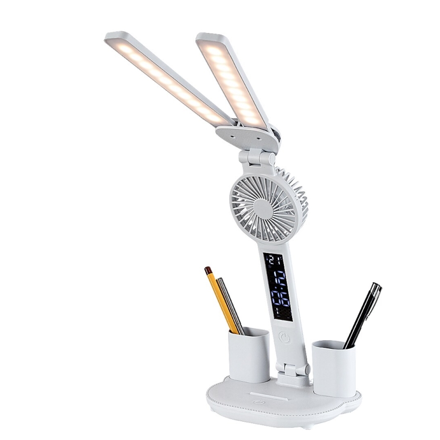 Rabalux - Lampe de bureau LED à intensité variable avec ventilateur et écran LED/7W/5V 3000/4000/6500K