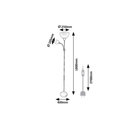Rabalux - Lampadaire 1xE27/60W/230V + 1xE14/25W noir