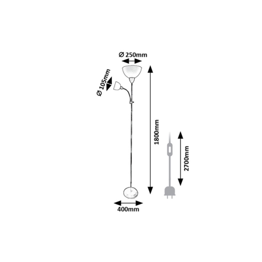 Rabalux - Lampadaire 1xE27/60W/230V + 1xE14/25W noir
