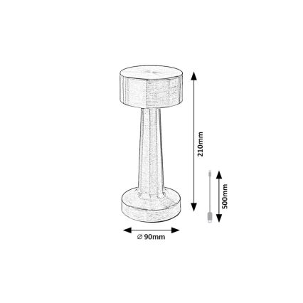 Rabalux - Lampe de table tactile rechargeable LED/2,7W/5V 1200mAh 3000/4000/6000K doré