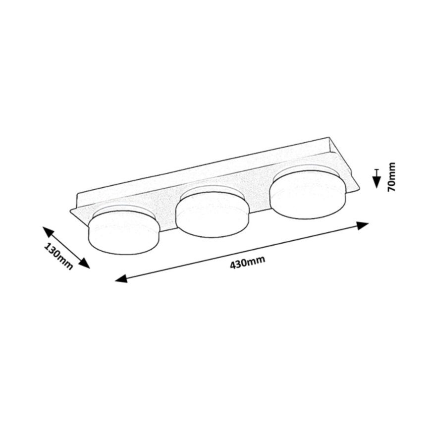 Rabalux - Plafonnier LED salle de bain 3xLED/6W/230V IP44 noir